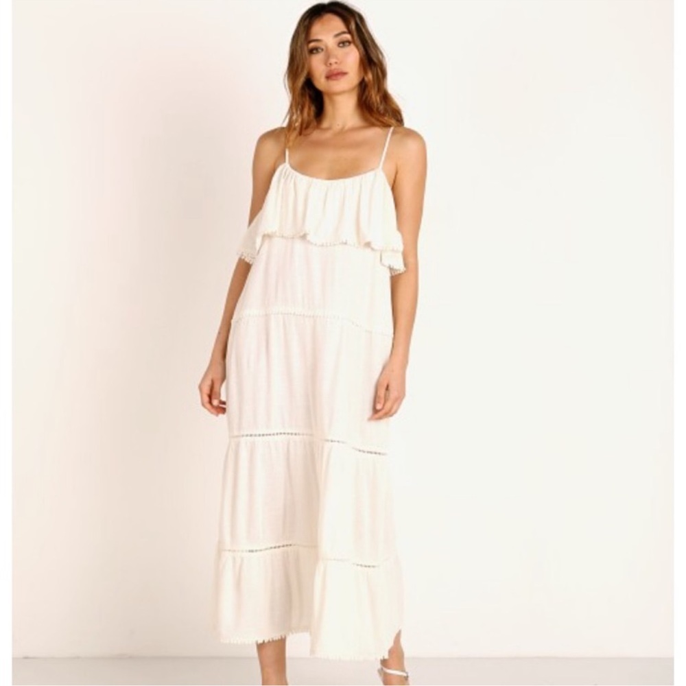 Show me your Mumu Ambrose Cottagecore Midi Dress Boho Size Small Cream Ruffle